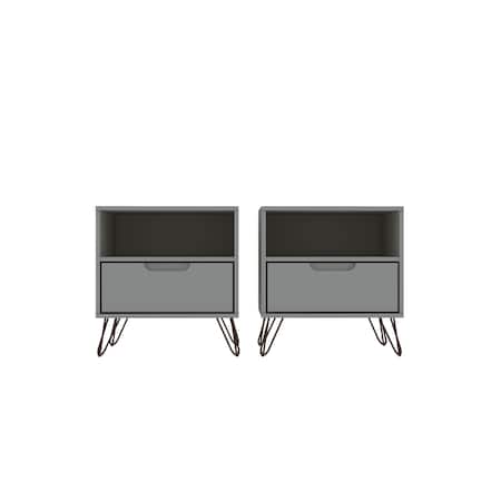 Manhattan Comfort Rockefeller Nightstand 1.0 in Off White, PK2 2-101GMC8